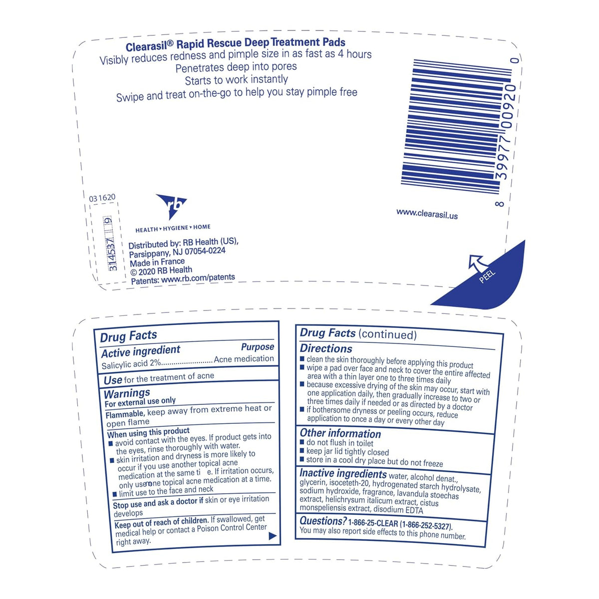 Clearasil Rapid Rescue Acne Pads – Wind-Down Skincare Essential for Stressed Skin
