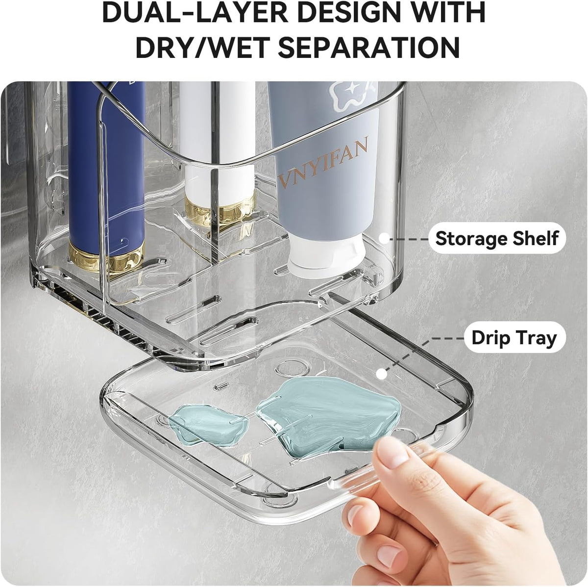 ClearGuard Detachable Toothbrush Rack – Neutral-Tone Bathroom Organizer for Intentional Homes