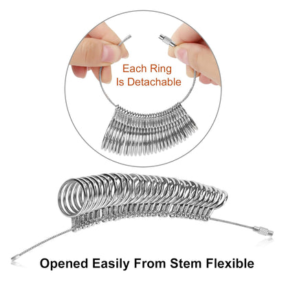 clearly marked full and half-size increments on each individual ring