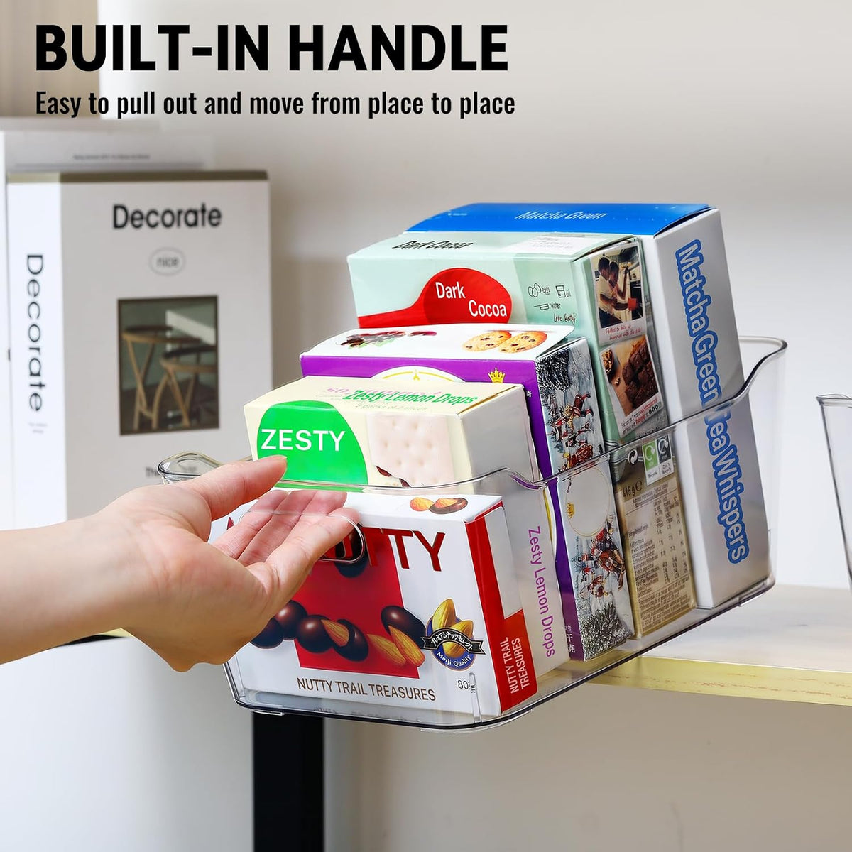 ClearNest Clear Organizer Bins – Designer-Friendly Storage, Living Room Shelf