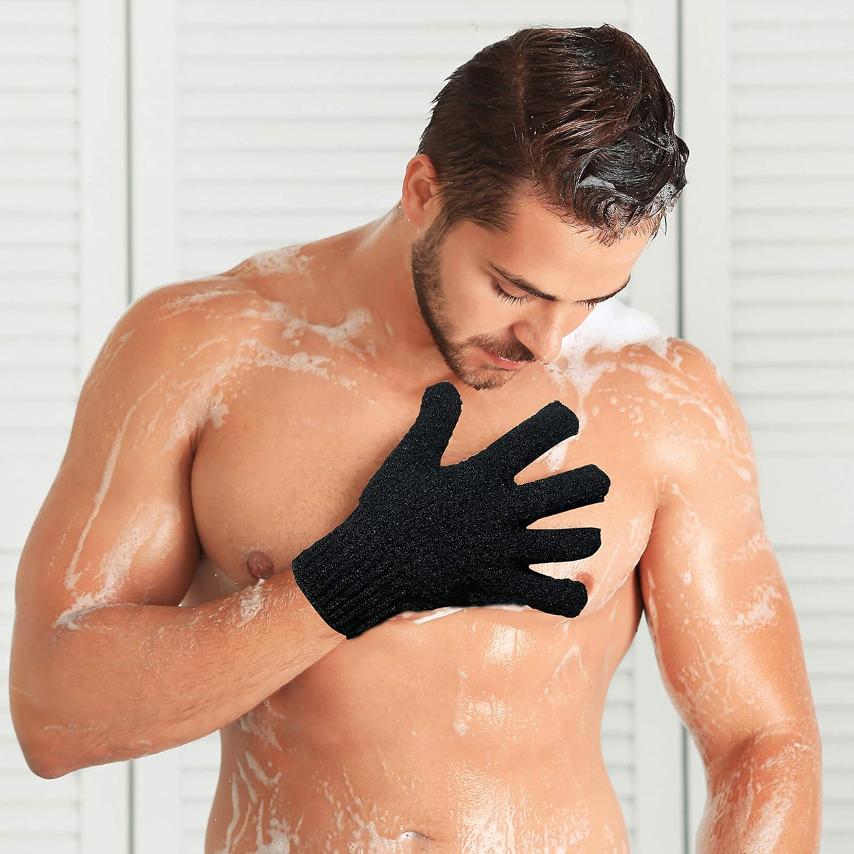 CLEEDY Bath Scrubbing Gloves – Compact Exfoliating Mitts for Patio Shower, Cabin Weekend and Road Trip Essentials