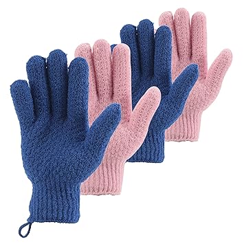 CLEEDY Bath Scrubbing Gloves – Compact Exfoliating Mitts for Patio Shower, Cabin Weekend and Road Trip Essentials