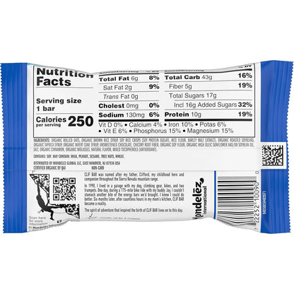 CLIF Bar Chocolate Chip Energy Bar for Hiking and Cycling, 10g Plant Protein with Organic Oats for Trail Fuel