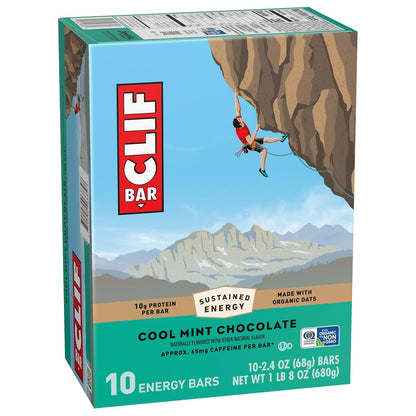 CLIF BAR Cool Mint Chocolate Protein Bar - Lunchbox Snack for Active Teens on Game Day and Practice