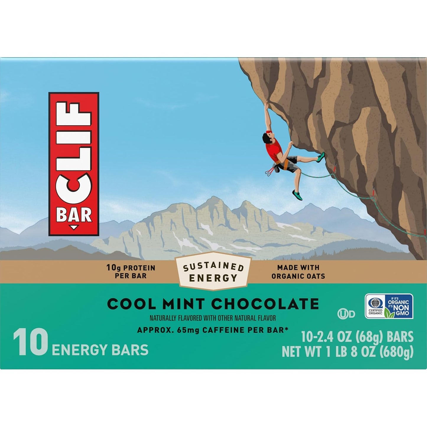 CLIF BAR Cool Mint Chocolate Protein Bar - Lunchbox Snack for Active Teens on Game Day and Practice