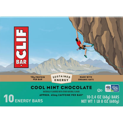 CLIF BAR Cool Mint Chocolate Protein Bar - Lunchbox Snack for Active Teens on Game Day and Practice