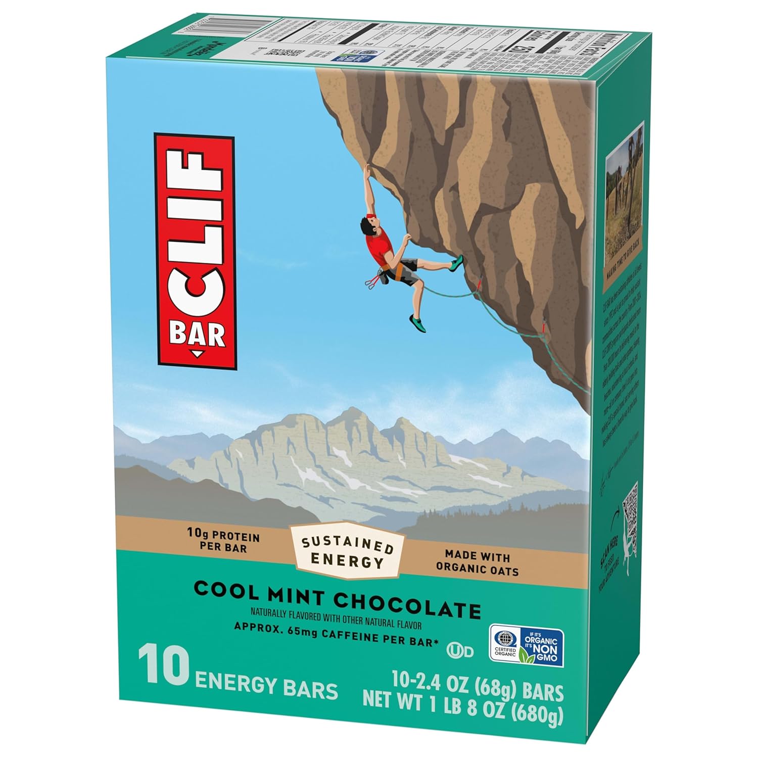CLIF BAR Cool Mint Chocolate Protein Bar - Lunchbox Snack for Active Teens on Game Day and Practice