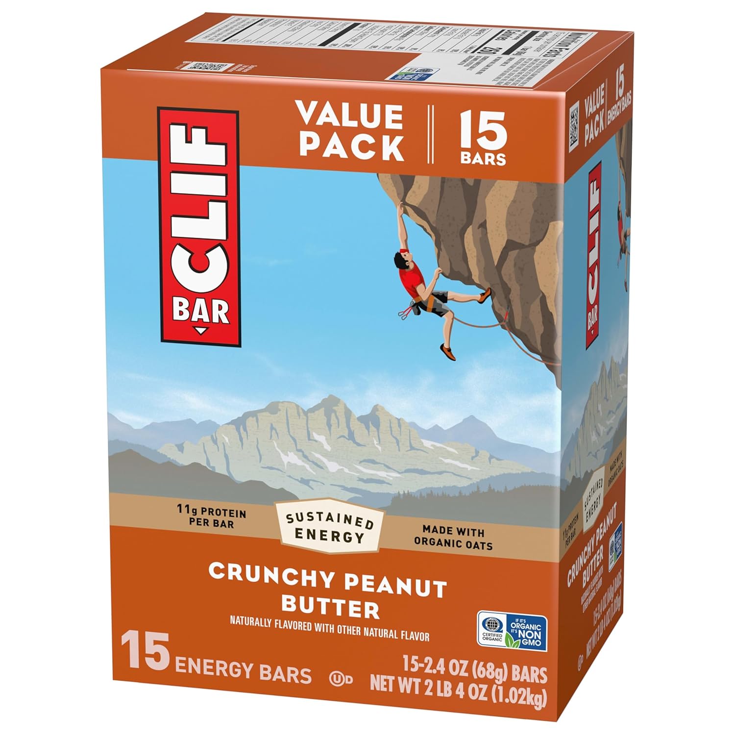 CLIF BAR Crunchy Peanut Butter Protein Bar – Backpacking and Trail Running Snack with Organic Oats