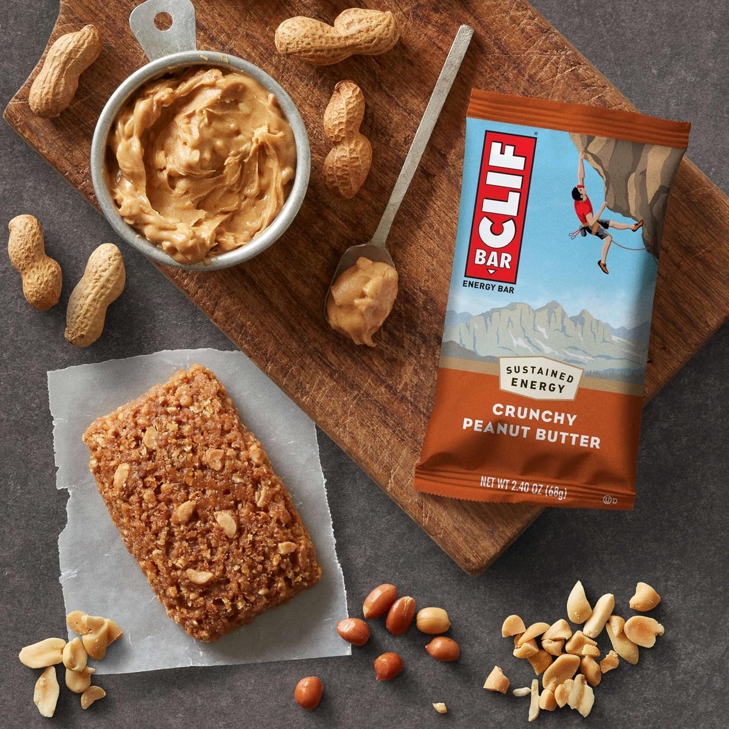 CLIF BAR Crunchy Peanut Butter Protein Bar – Backpacking and Trail Running Snack with Organic Oats