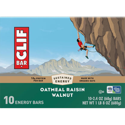 CLIF BAR Energy Protein Bars – Trail-Ready Hiking Food with Organic Oats for Backpacking Trips, Oatmeal Raisin Walnut