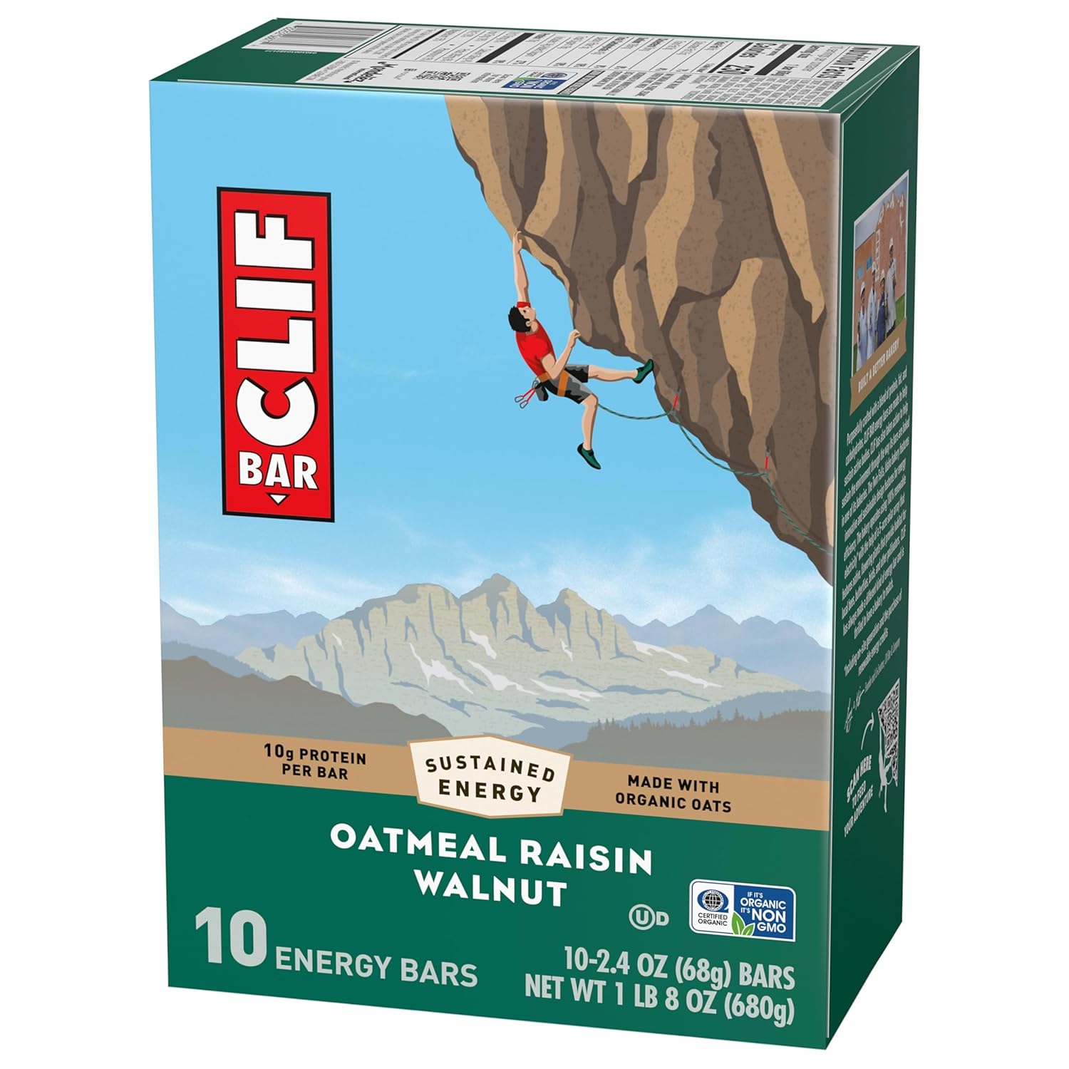 CLIF BAR Energy Protein Bars – Trail-Ready Hiking Food with Organic Oats for Backpacking Trips, Oatmeal Raisin Walnut