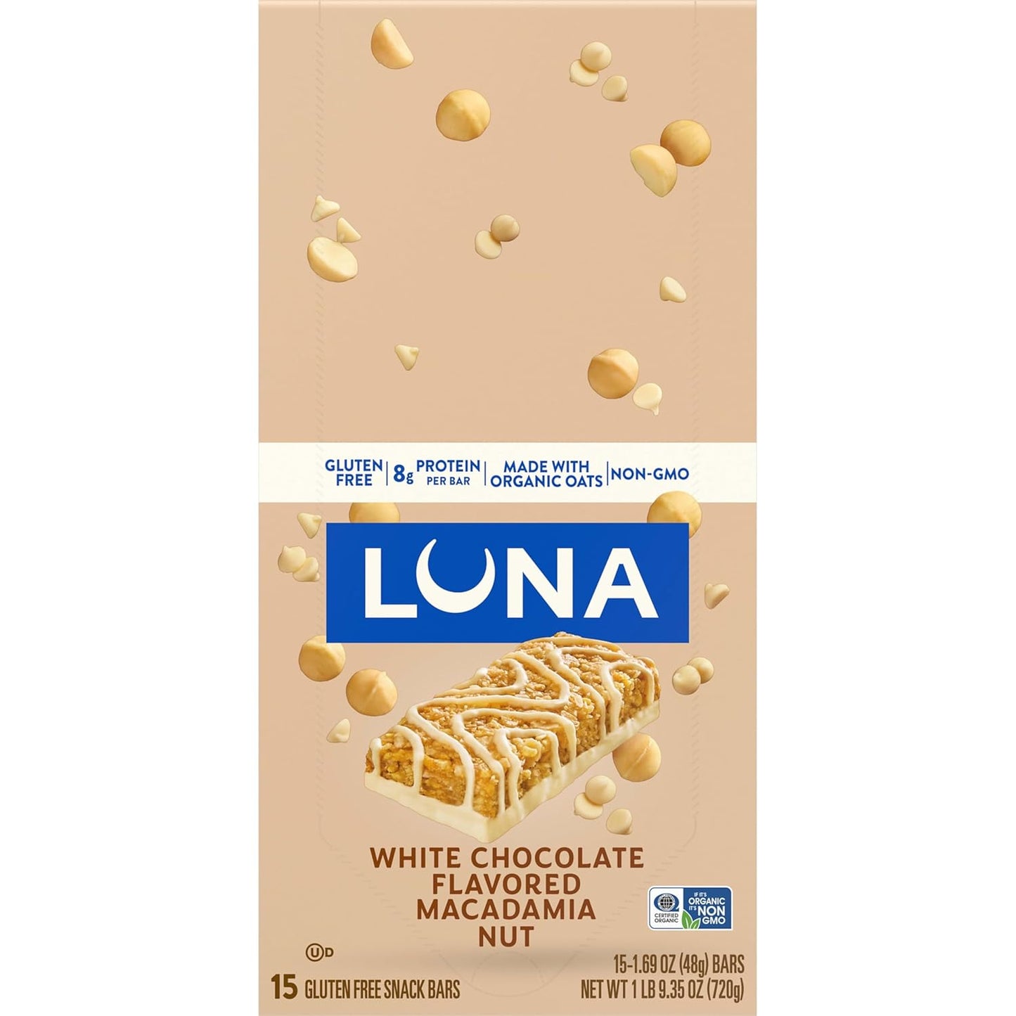 Clif Bar Luna White Chocolate Macadamia – Clean-Ingredient Snack Bar for Uncluttered Pantry and Intentional Meal Prep