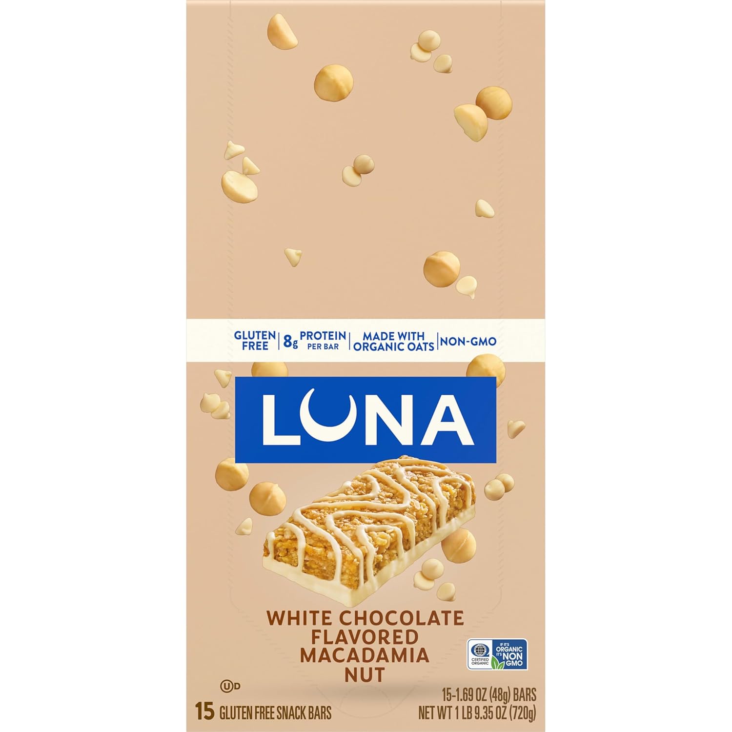 Clif Bar Luna White Chocolate Macadamia – Clean-Ingredient Snack Bar for Uncluttered Pantry and Intentional Meal Prep