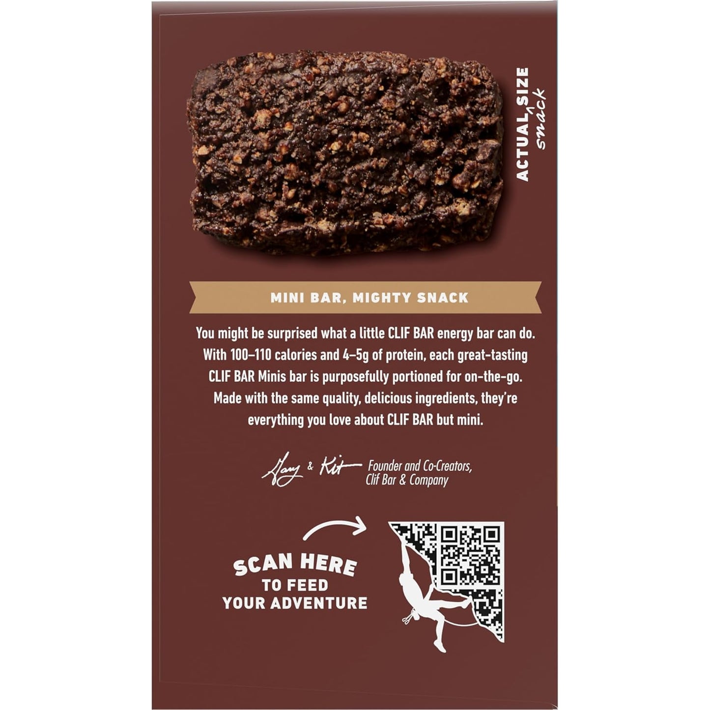 CLIF BAR Minis Chocolate Brownie – Compact 100-Calorie Energy Bars for Cycling, Running, and Backpacking, 20-Count Bag