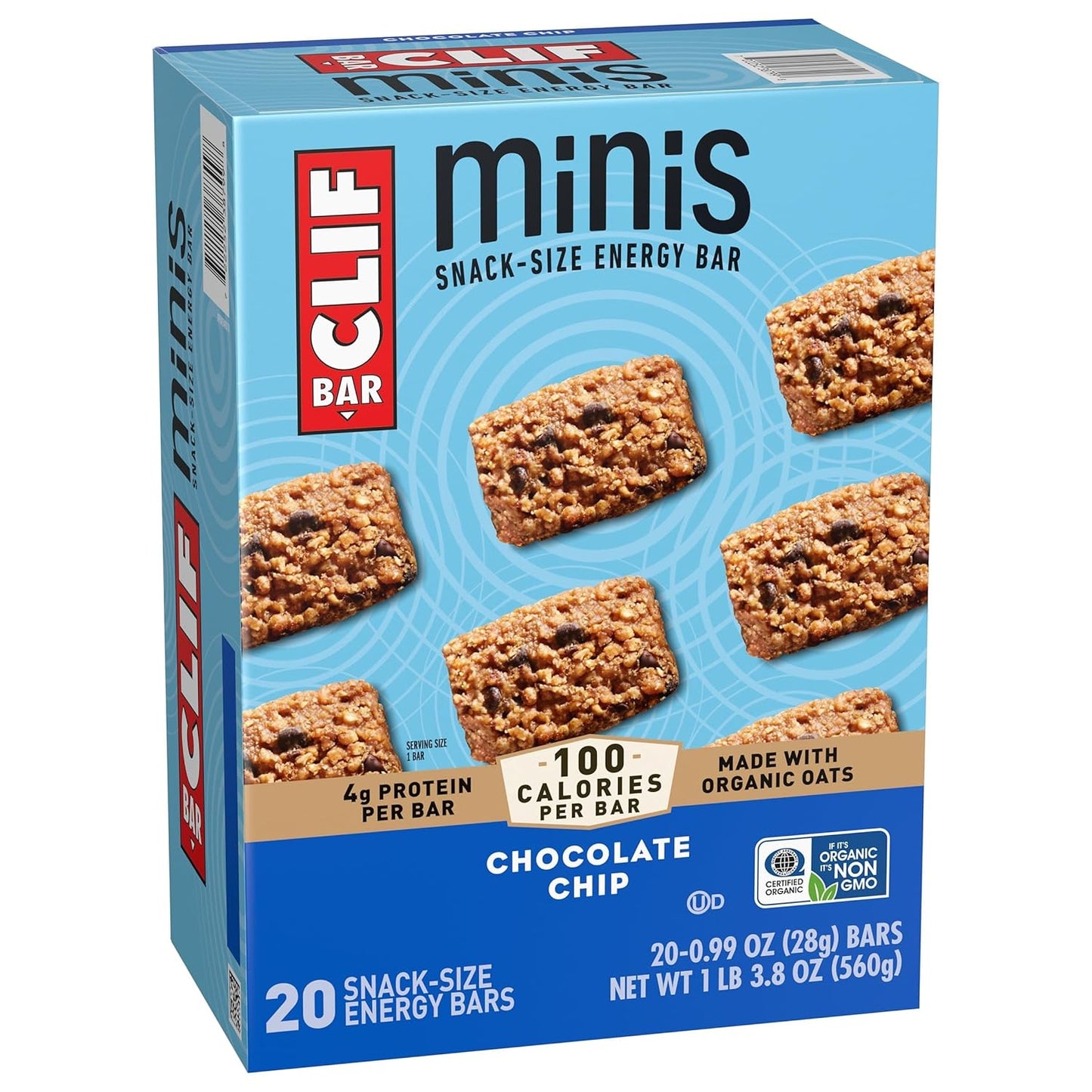 CLIF BAR Minis Chocolate Chip Snack Bars for Stocking Stuffers, Care Packages, and Coach Gifts