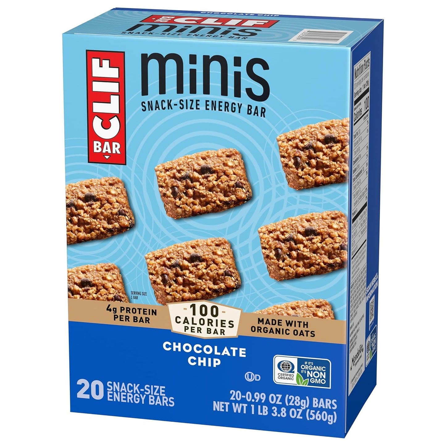 CLIF BAR Minis Chocolate Chip Snack Bars for Stocking Stuffers, Care Packages, and Coach Gifts