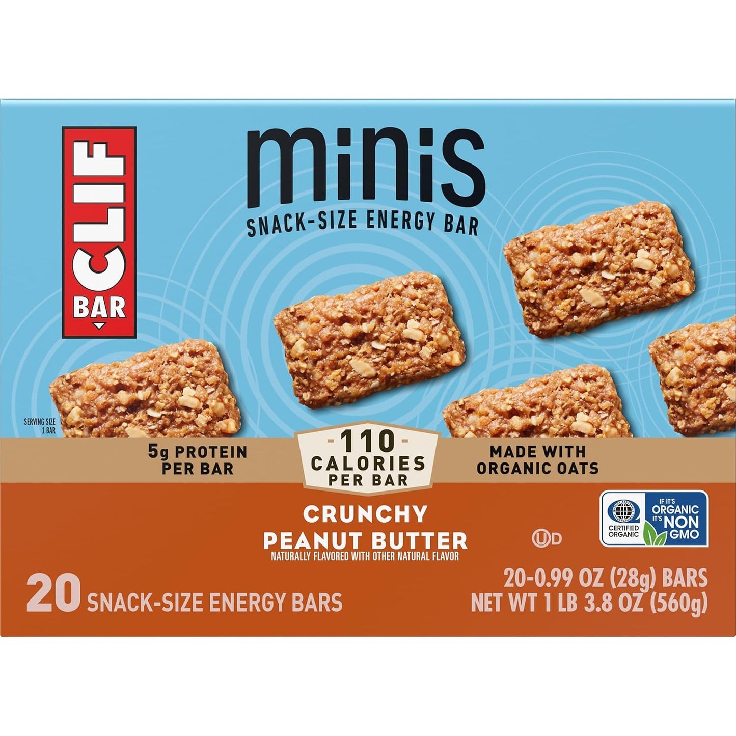 CLIF BAR Minis Crunchy Peanut Butter – Heat-Stable Snack for Camping, Backpacking, and Long Rides