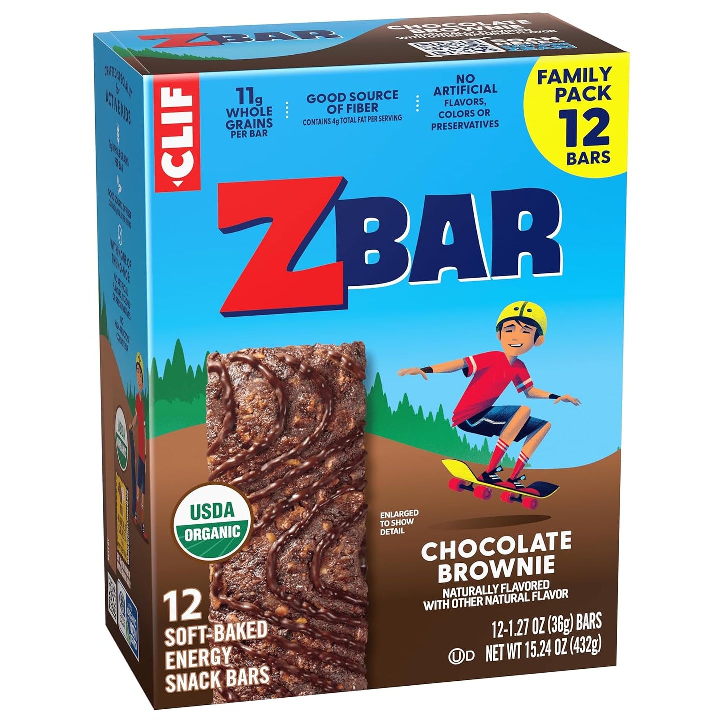 CLIF Kid Zbar Chocolate Brownie Bars – Portable Snack for Hiking and Camping with Kids, 12 Pack