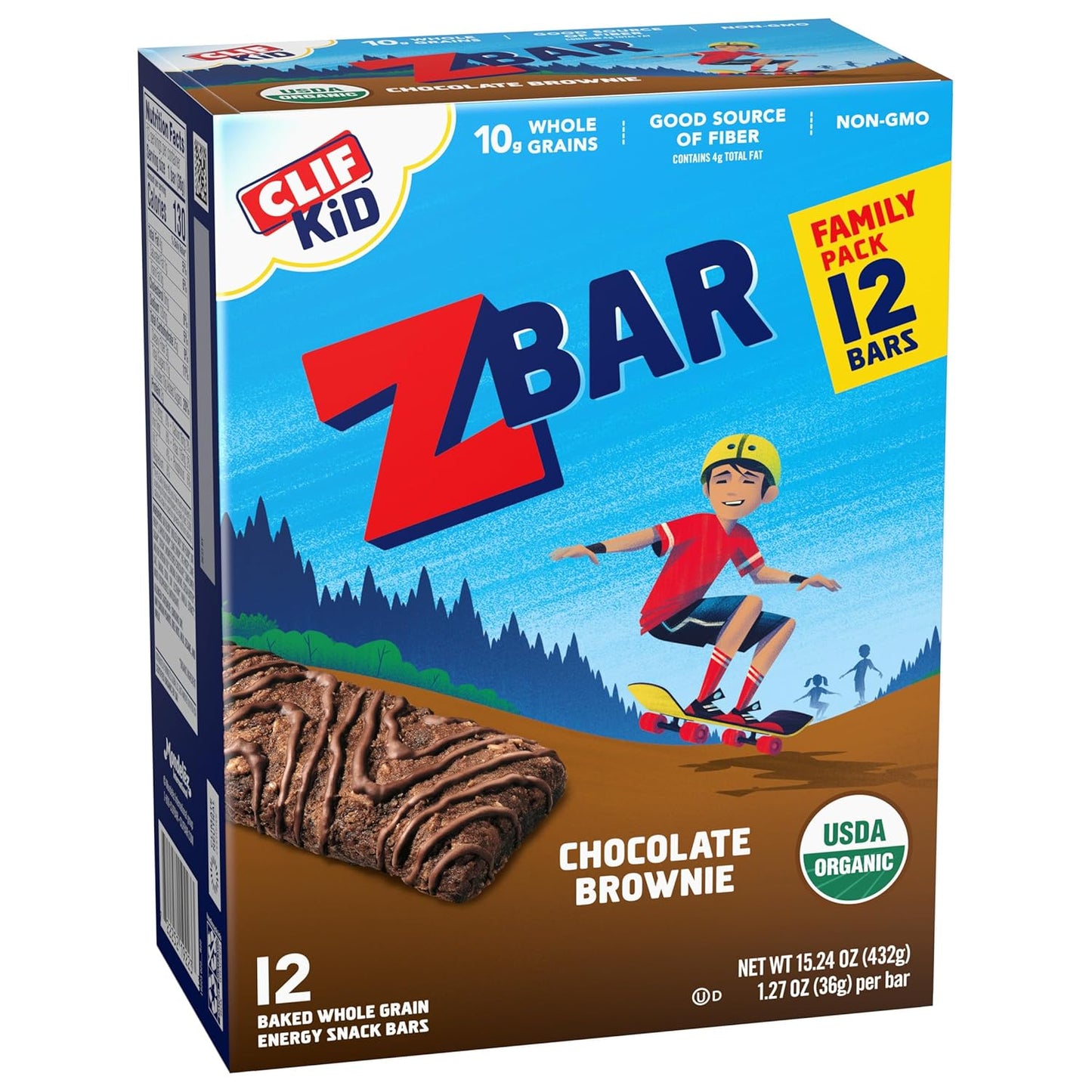 CLIF Kid Zbar Chocolate Brownie Bars – Portable Snack for Hiking and Camping with Kids, 12 Pack