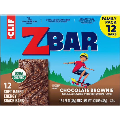 CLIF Kid Zbar Chocolate Brownie Bars – Portable Snack for Hiking and Camping with Kids, 12 Pack