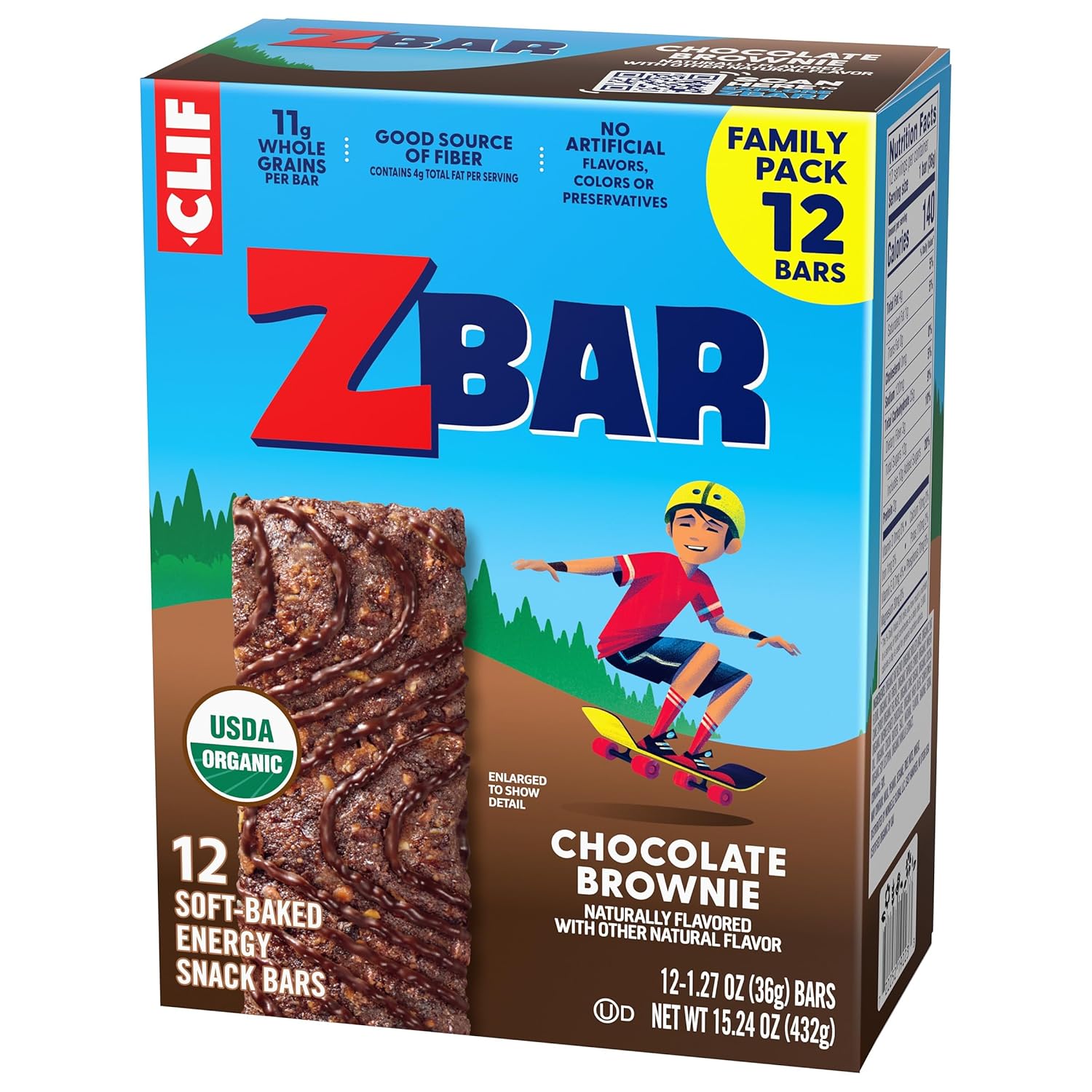 CLIF Kid Zbar Chocolate Brownie Bars – Portable Snack for Hiking and Camping with Kids, 12 Pack