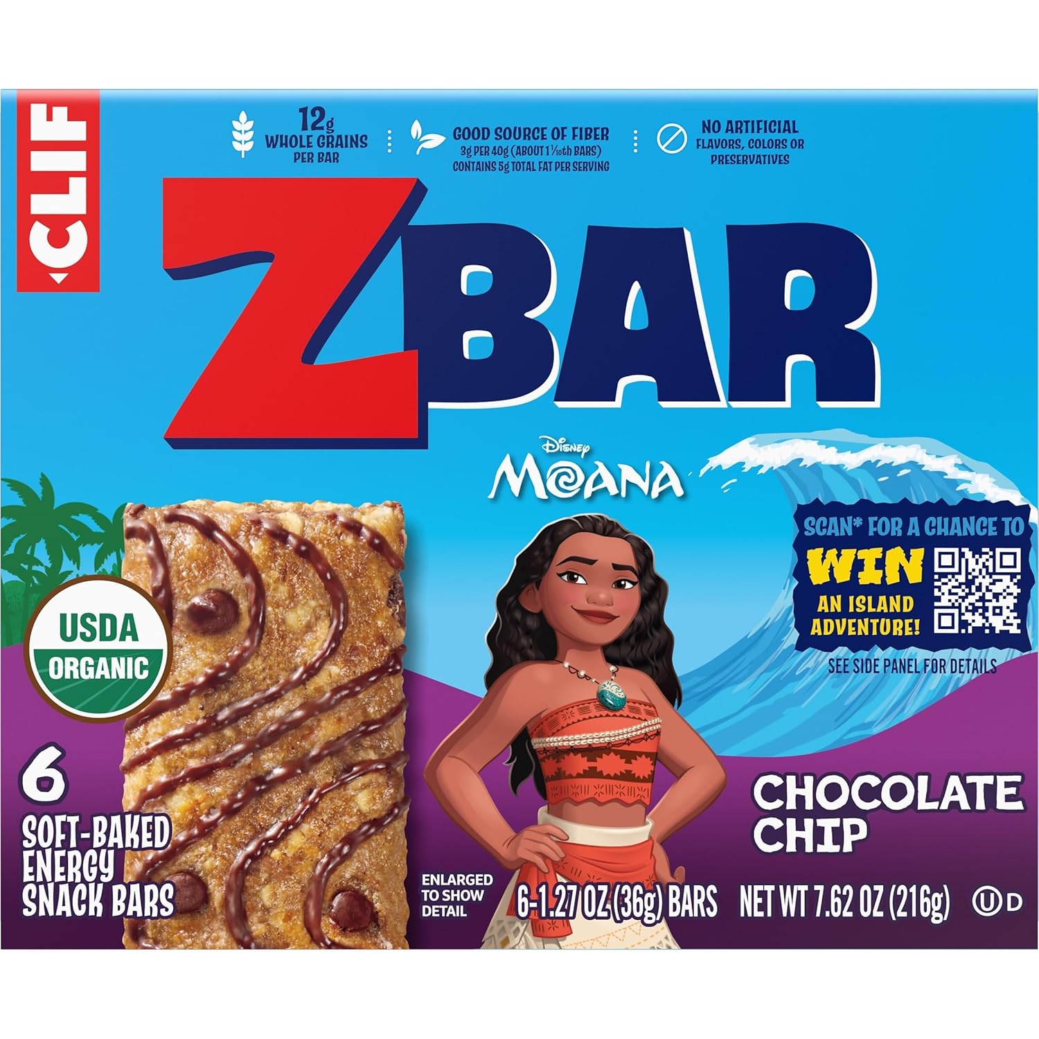 CLIF Kid Zbar Chocolate Chip – Hiking and Trail Snack for Active Kids, Portable Soft-Baked Bars 6 Pack