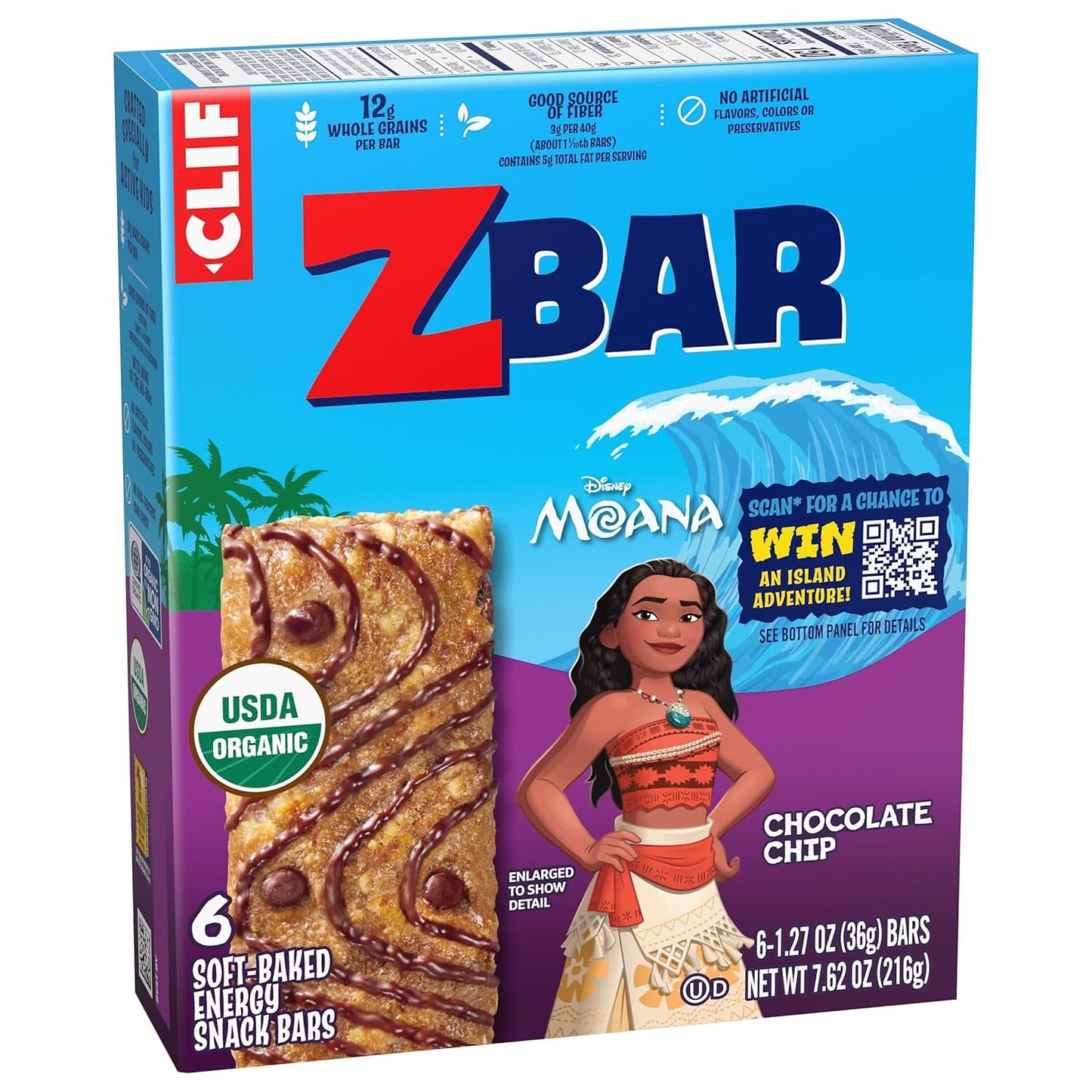 CLIF Kid Zbar Chocolate Chip – Hiking and Trail Snack for Active Kids, Portable Soft-Baked Bars 6 Pack