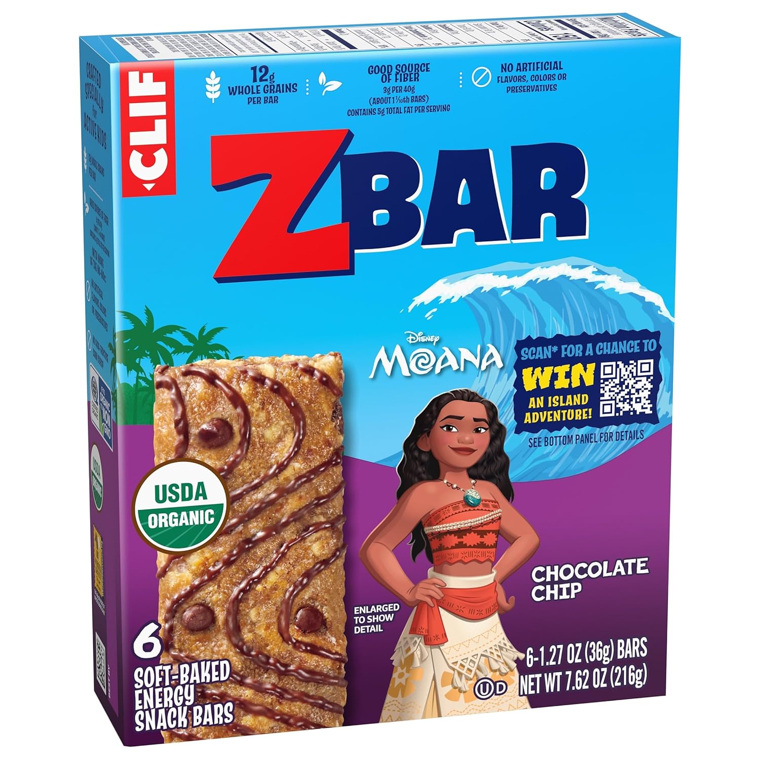 CLIF Kid Zbar Chocolate Chip – Hiking and Trail Snack for Active Kids, Portable Soft-Baked Bars 6 Pack
