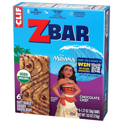 CLIF Kid Zbar Chocolate Chip – Hiking and Trail Snack for Active Kids, Portable Soft-Baked Bars 6 Pack