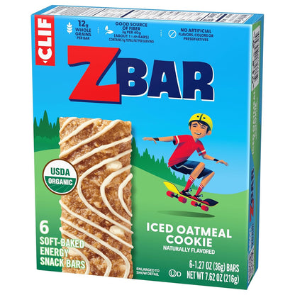 CLIF Kid Zbar Iced Oatmeal Cookie Granola Bars for Active Kids, Organic Whole Grain After-School Snack 6 Count