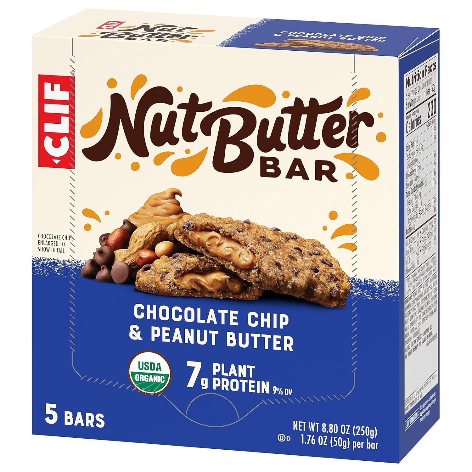 CLIF Nut Butter Bar – Mindful Snack for Yoga Studio Recovery, Chocolate Chip Peanut Butter