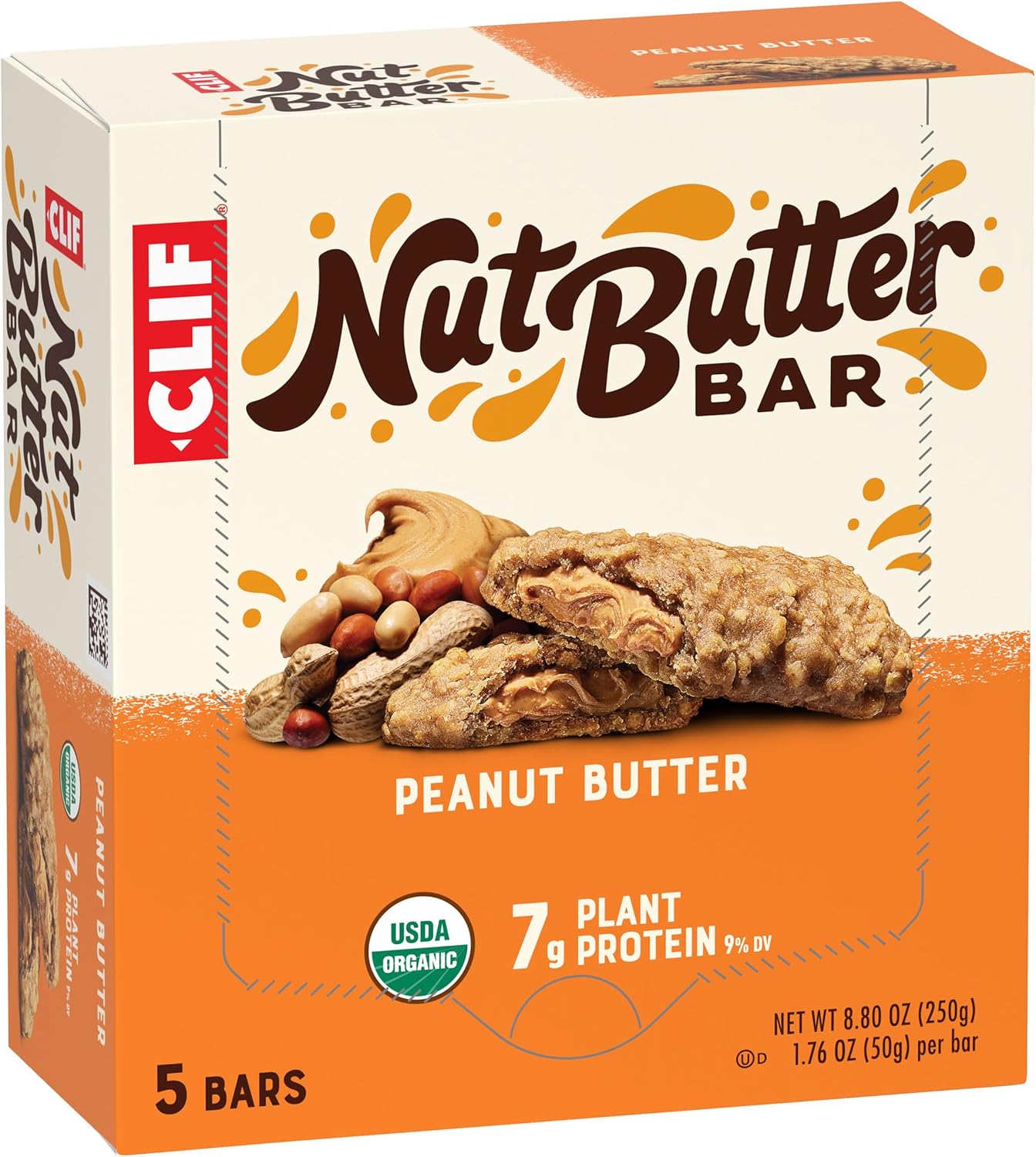 CLIF Nut Butter Bar Peanut Butter – Trail-Ready Energy Bar for Hikers, 5-Pack of 1.76 oz Bars