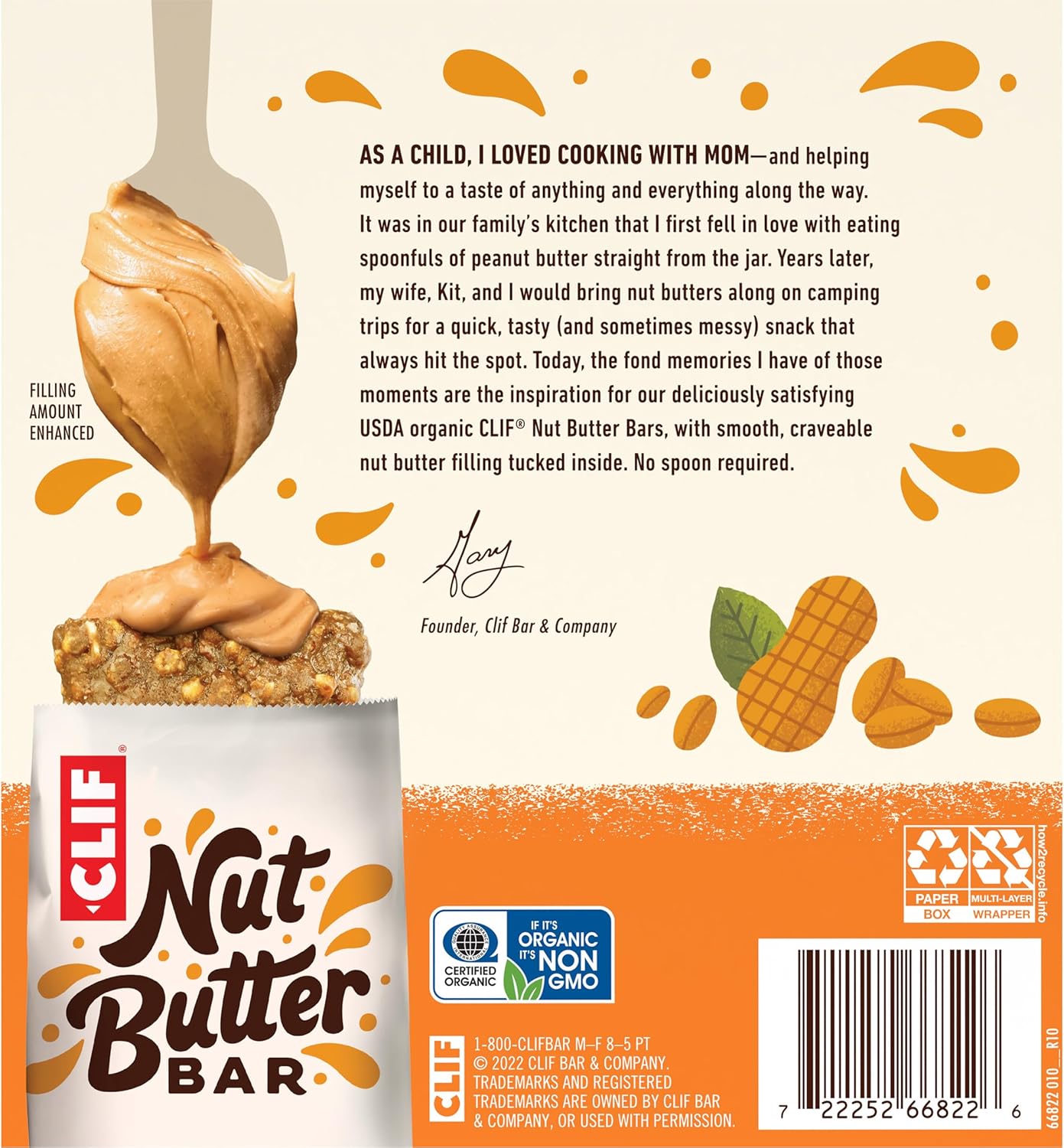 CLIF Nut Butter Bar Peanut Butter – Trail-Ready Energy Bar for Hikers, 5-Pack of 1.76 oz Bars