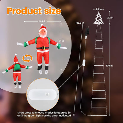climbing santa claus decorative figure integrated into the ladder design