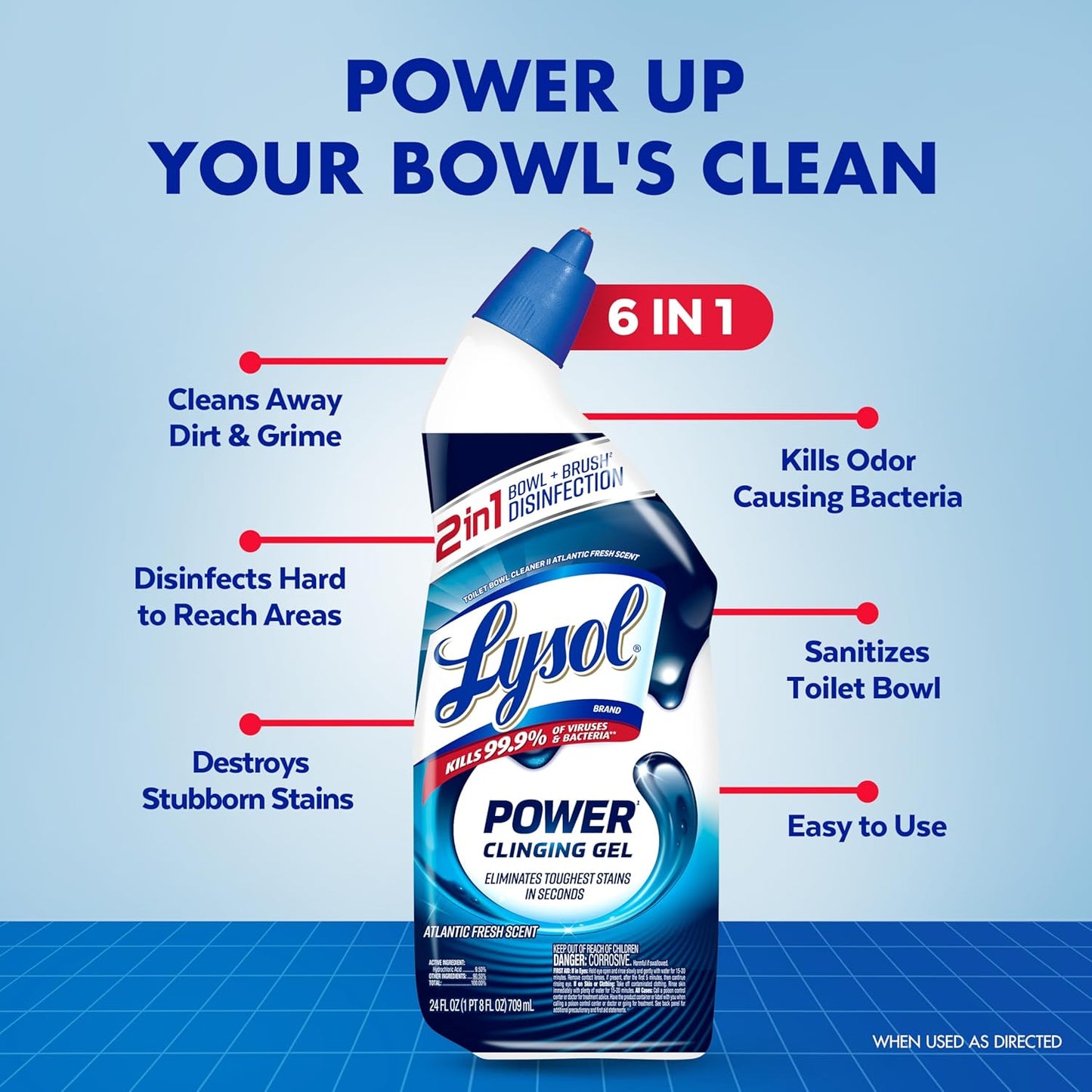 cling-gel formula that adheres to bowl surfaces for longer contact time and better stain removal