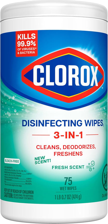 Clorox Bleach Free Disinfecting Wipes for Whole-Home Cleaning, Multi-Surface Daily Sanitizing, 75 Count