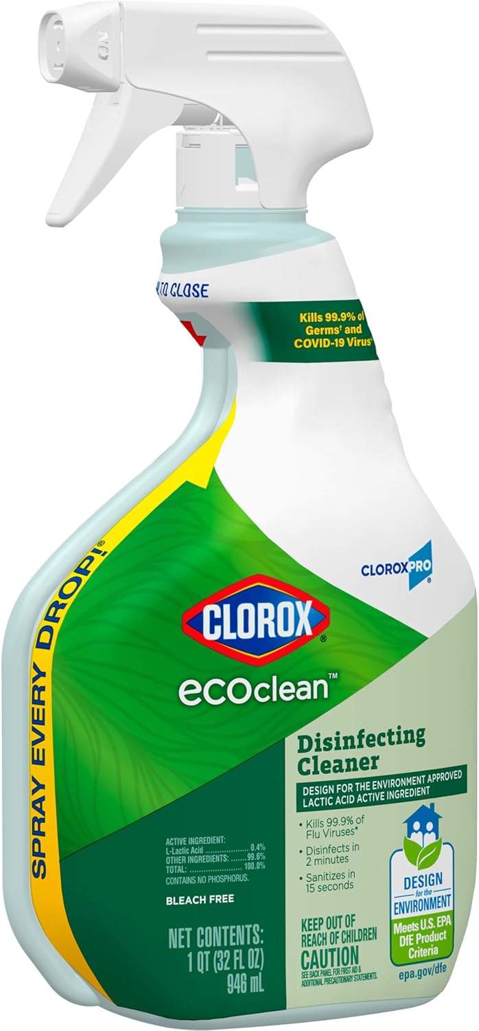 Clorox CloroxPro EcoClean Disinfecting Cleaner Spray – Flameless, Fume-Free Hard Surface Disinfectant for Hotels, Offices, and Airport Lobbies