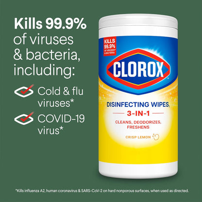 Clorox Disinfecting Wipes for Allergy Season, Kid-Safe Bleach-Free Wipes for Highchair Trays and Playroom Cleanup, 75 Count, Pack of 3