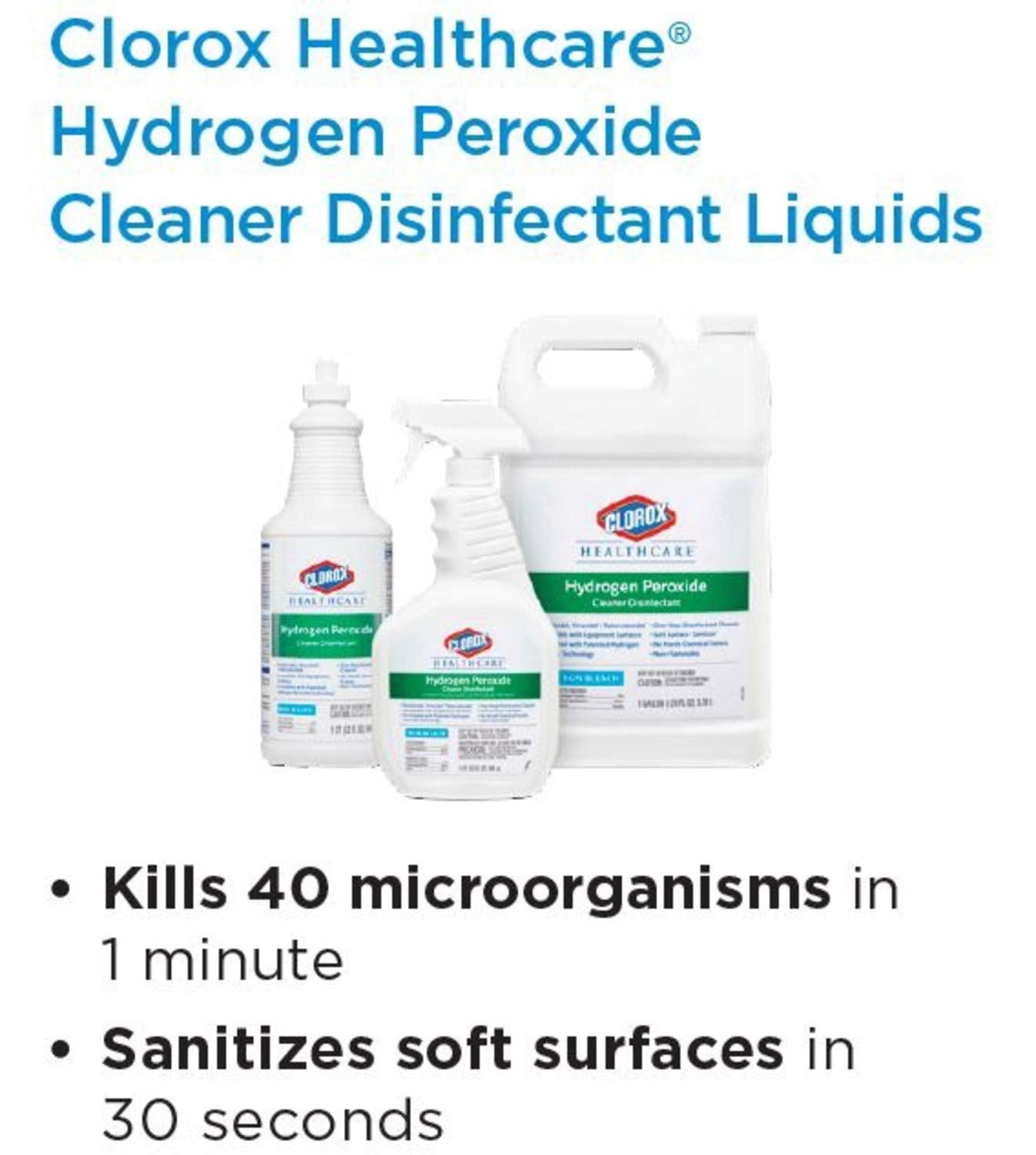 Clorox Healthcare Hydrogen Peroxide Cleaner Disinfectant – Fast 1-Minute Kill Time Disinfectant for Quicker Operating Room Turnover