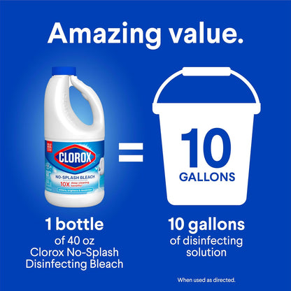 Clorox No Splash Bleach 40 fl oz – Hygienic Home Concentrated Bleach for Allergy and Germ Aware Families