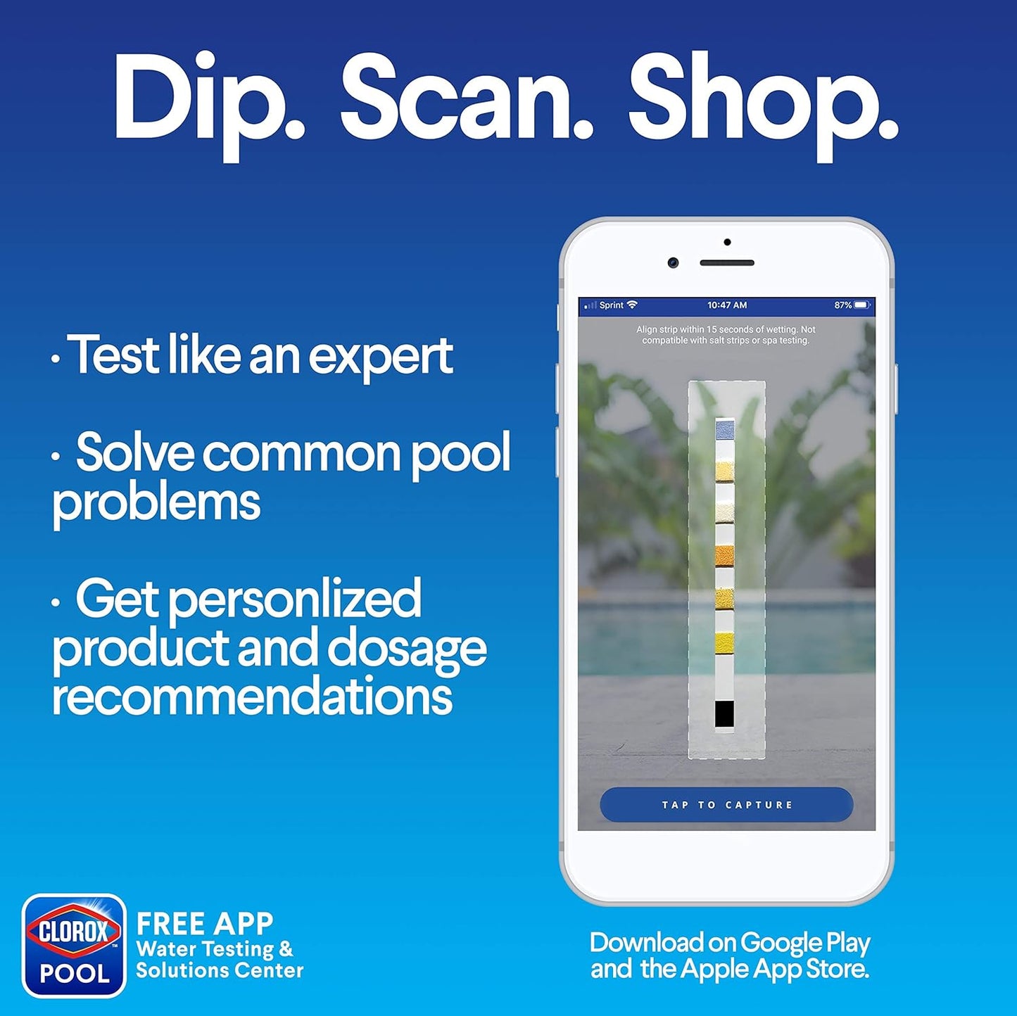 clorox pool & spa app with scan-to-test photo analysis