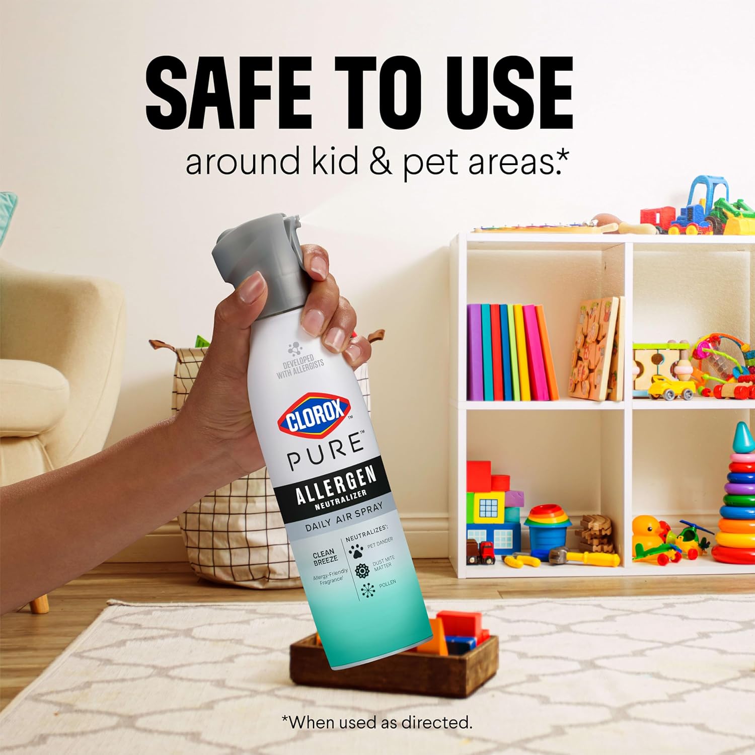 Clorox PURE Allergen Neutralizer Daily Air Spray – Kid-Safe Nursery Air Care with Allergen-Free Scent, 8 Ounces