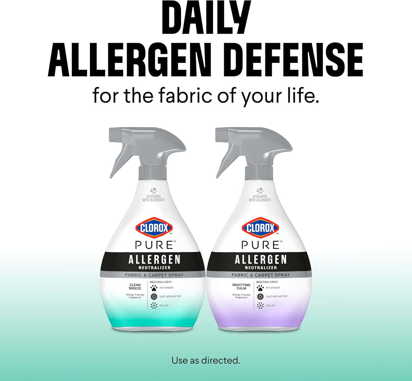 Clorox PURE Allergen Neutralizer Fabric Spray for Safer Indoor Air, Plant-Based Formula Without Flammable Propellants