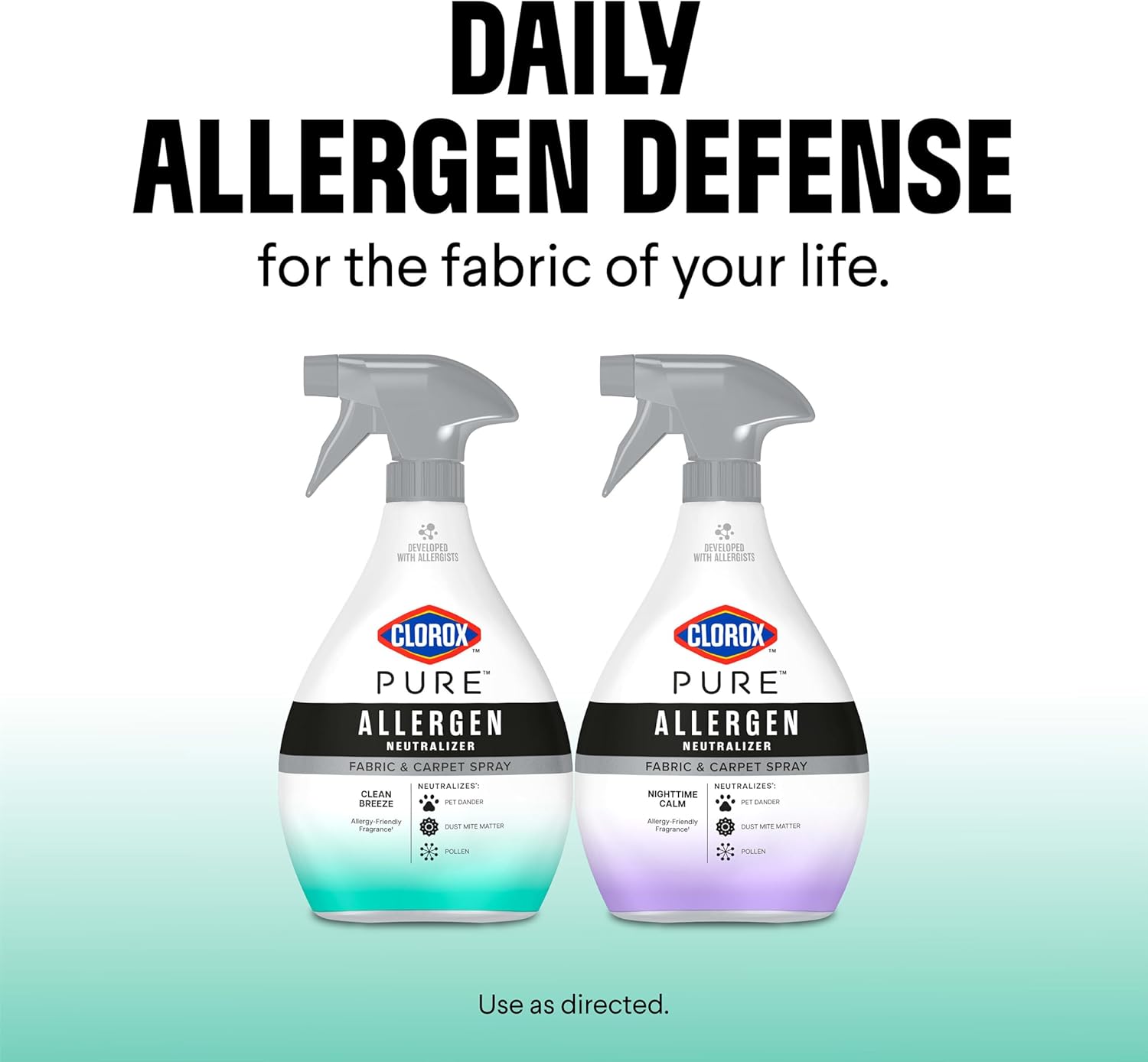 Clorox PURE Allergen Neutralizer Fabric Spray for Safer Indoor Air, Plant-Based Formula Without Flammable Propellants