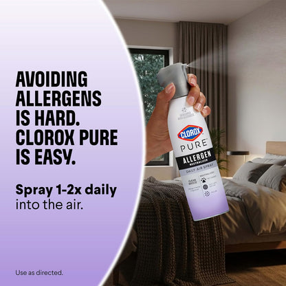 Clorox PURE Allergen Neutralizer Nighttime Calm – Family-Safe Nursery and Playroom Air Spray for Daily Allergen Control