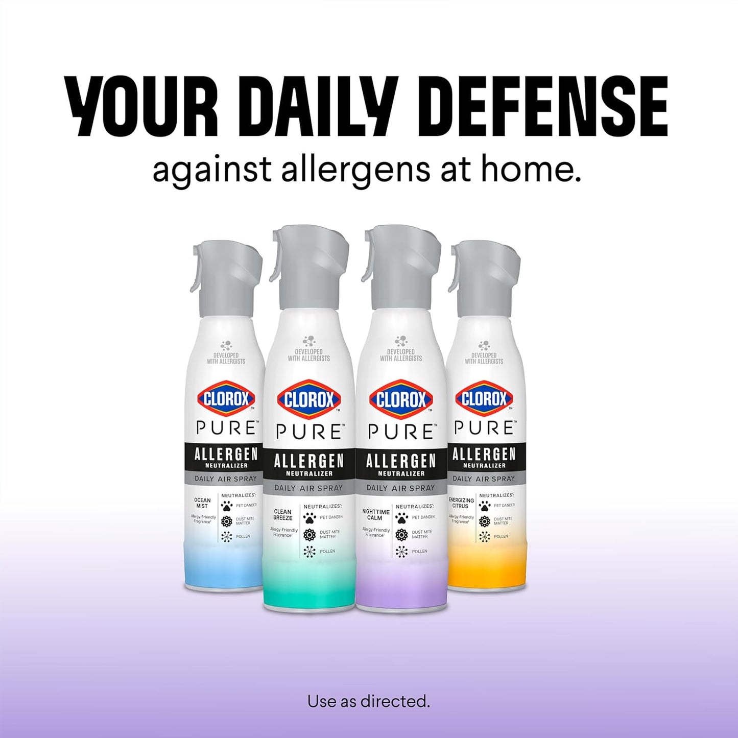 Clorox PURE Allergen Neutralizer Nighttime Calm – Family-Safe Nursery and Playroom Air Spray for Daily Allergen Control
