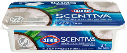 Clorox Scentiva Disinfecting Wet Mop Pads – One-Product Multi-Surface Floor Care for Studio and Condo Living, Bleach-Free