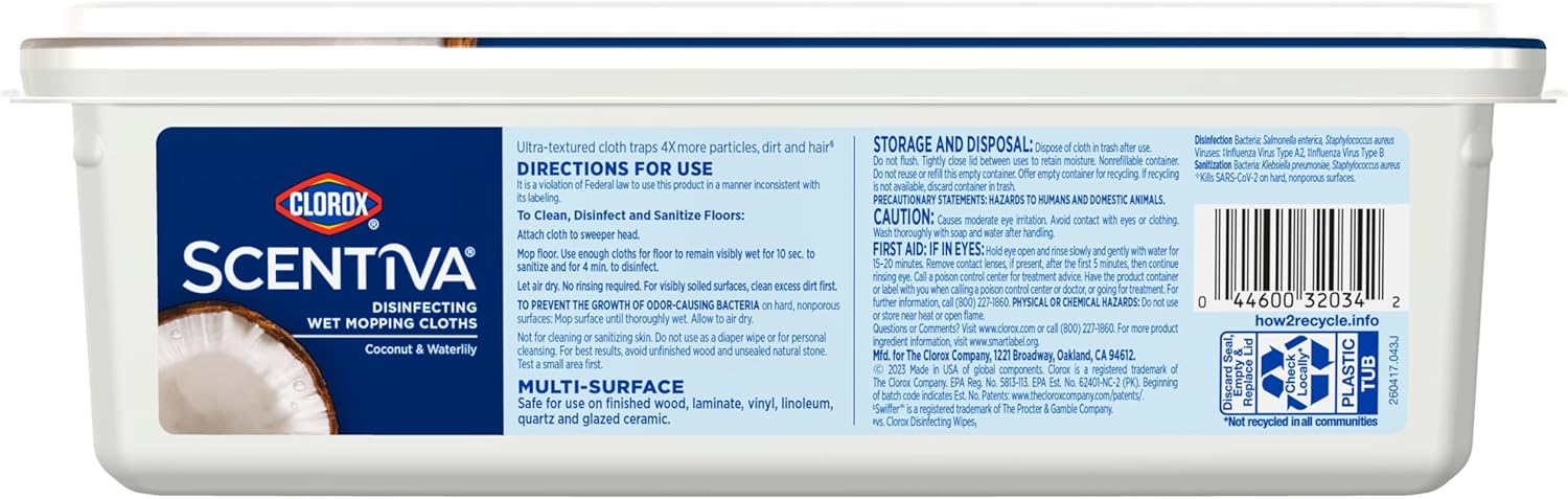 Clorox Scentiva Disinfecting Wet Mop Pads – One-Product Multi-Surface Floor Care for Studio and Condo Living, Bleach-Free