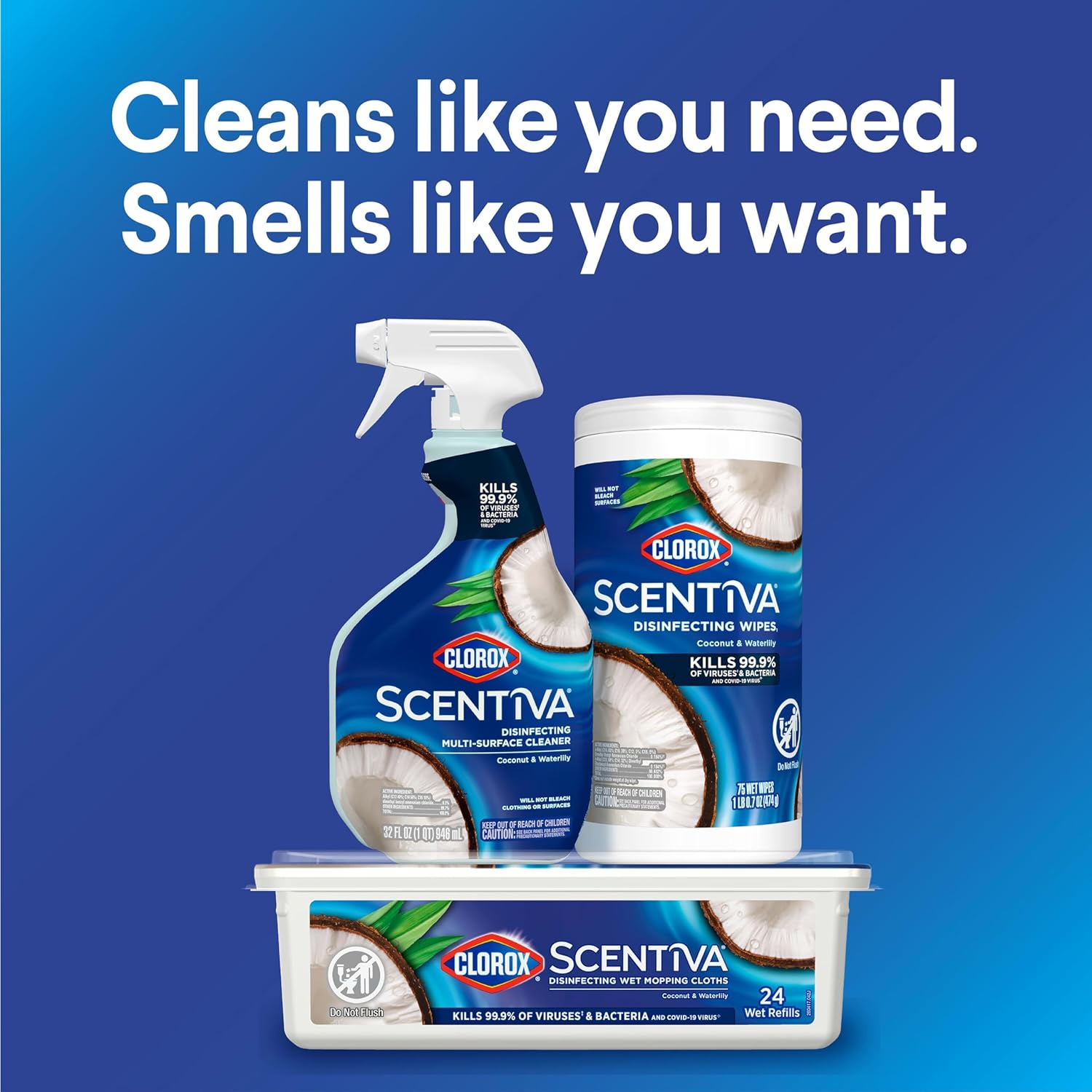 Clorox Scentiva Disinfecting Wet Mop Pads – One-Product Multi-Surface Floor Care for Studio and Condo Living, Bleach-Free