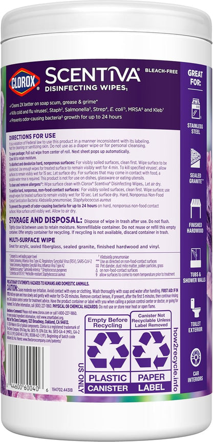Clorox Scentiva Disinfecting Wipes – Bleach-Free Safer Formula for Kitchens with Kids and Pets